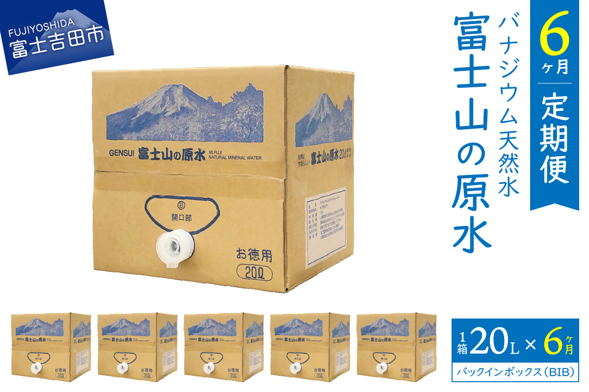 【6か月お届け】バナジウム天然水定期便 富士山の原水 20L BIB