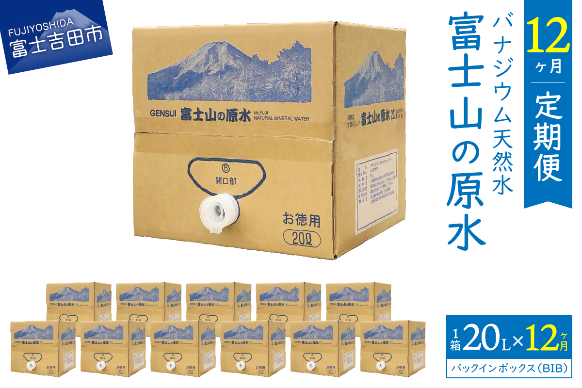 【12か月お届け】バナジウム天然水定期便 富士山の原水 20L BIB