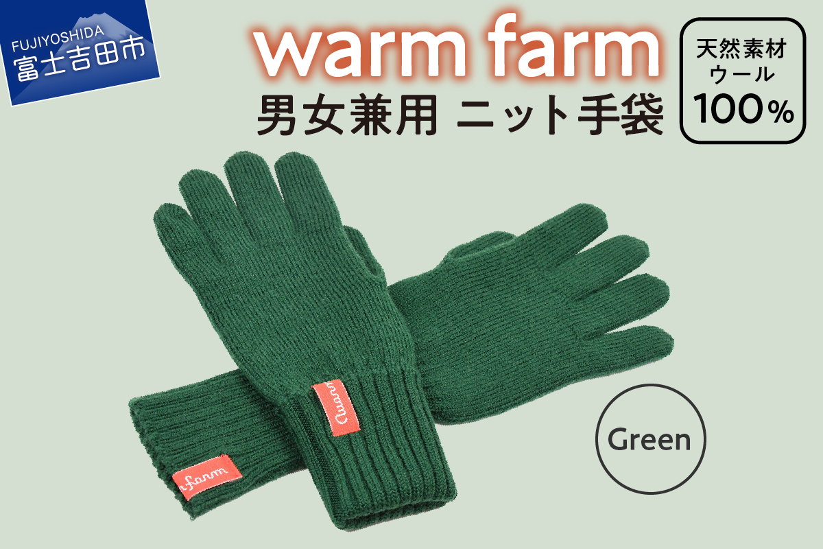 光吸収発熱ウール「ウォームファーム　ニット手袋」グリーン